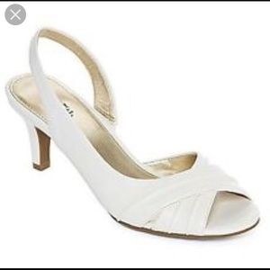 White dress slingback open toe dress shoes